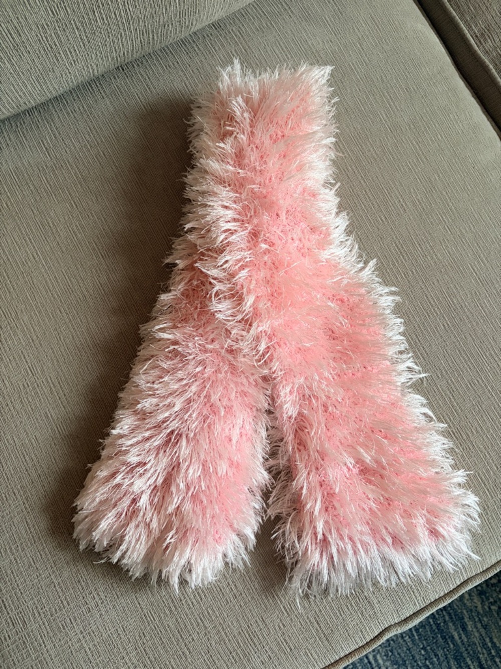 Pink Fuzzy Feathered Scarf - Unbranded